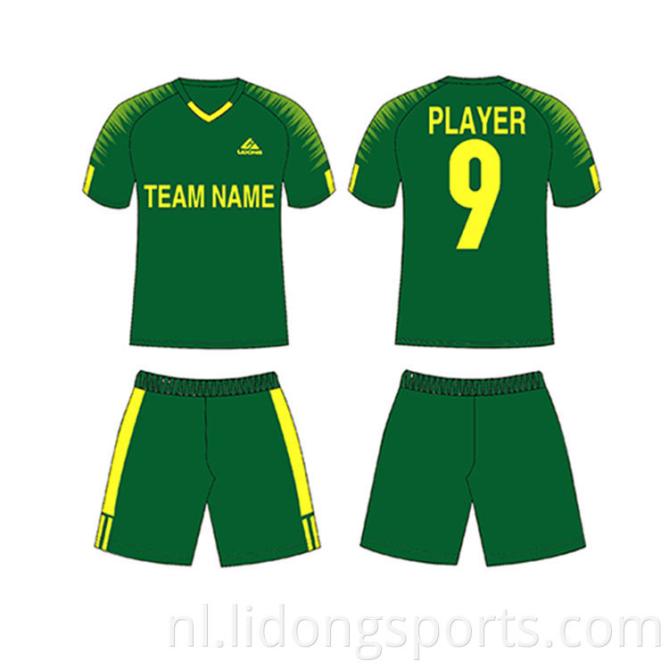 Lidong nieuwste patroonontwerp voetbalteam training uniformen 100% polyester aangepaste voetbal jerseys